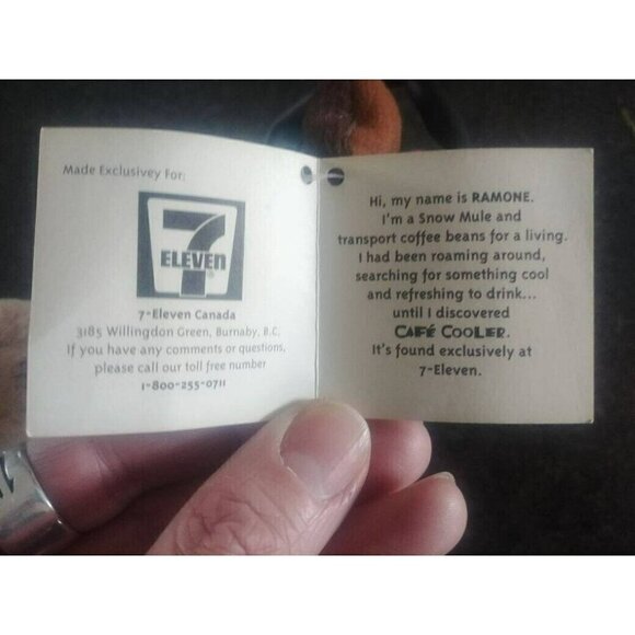 VTG Retro 7 Eleven store Ramone  Donkey Mule plush Canadian 90's Cafe Cooler - Picture 5 of 7